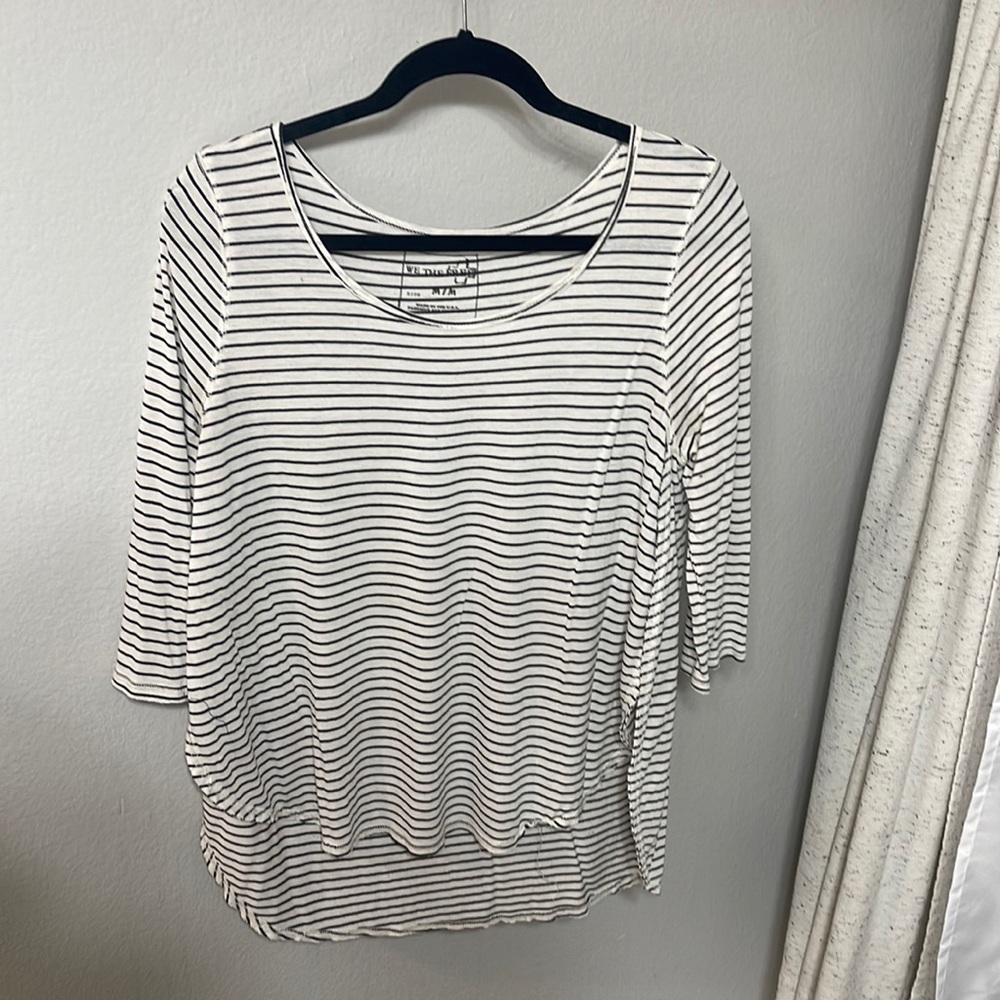 Free People, We The Free Striped Shirt, Medium, Black & White
